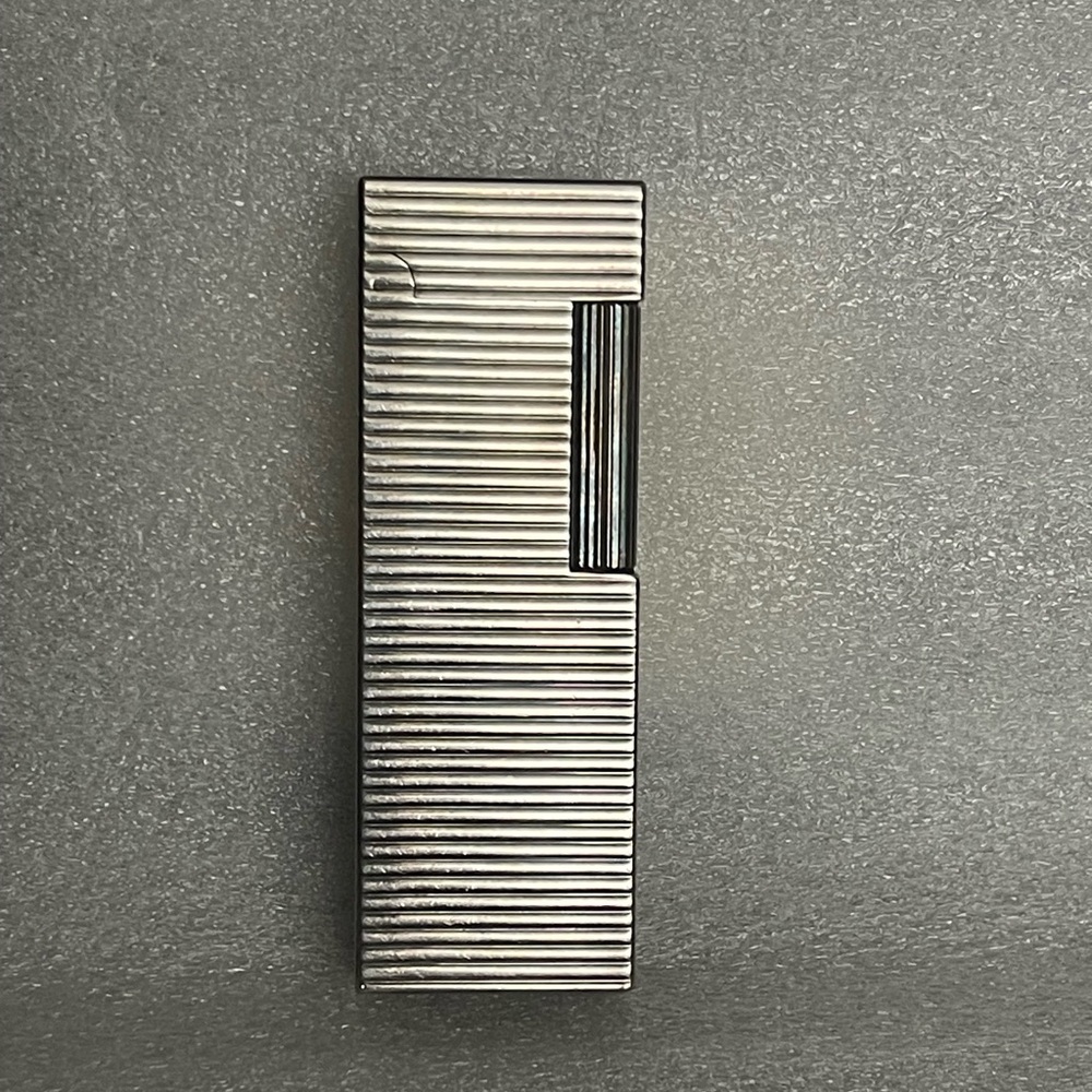 Used Dunhill Lighter Silver Horizontal stripe